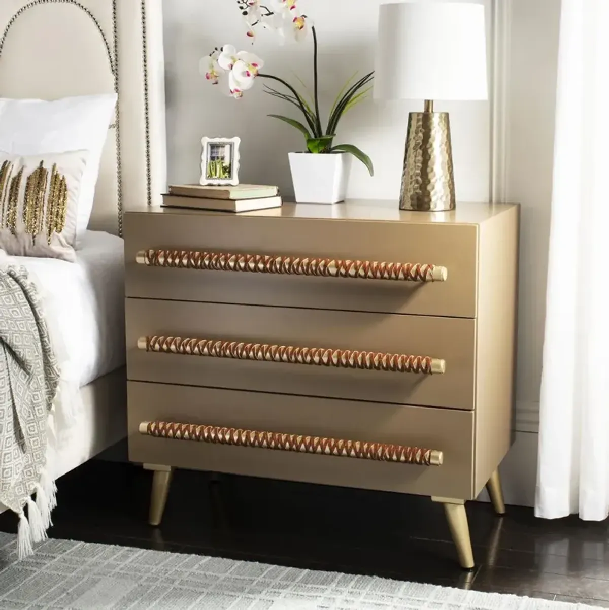 Safavieh Raquel 3 Drawer Chest, Light Brown