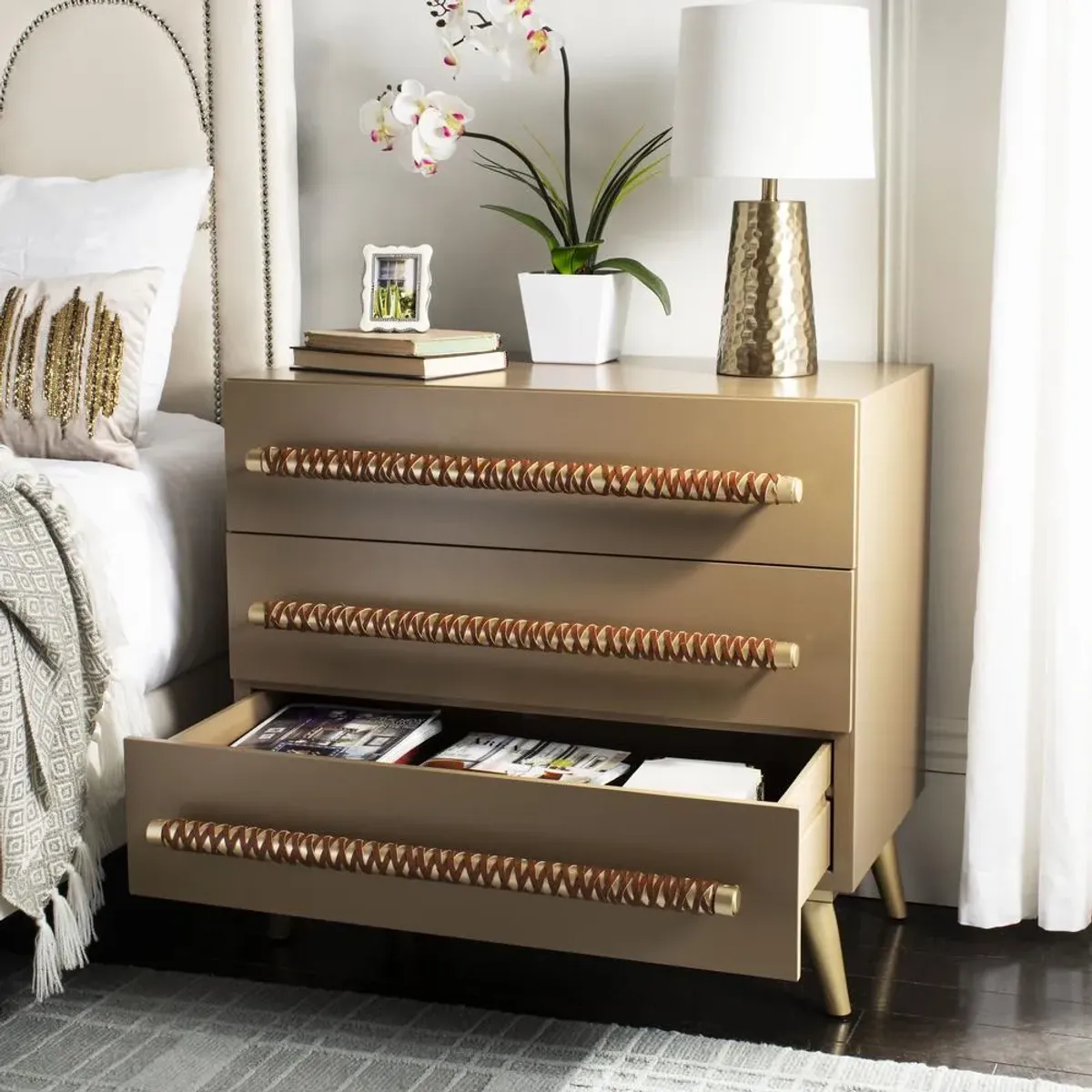 Safavieh Raquel 3 Drawer Chest, Light Brown