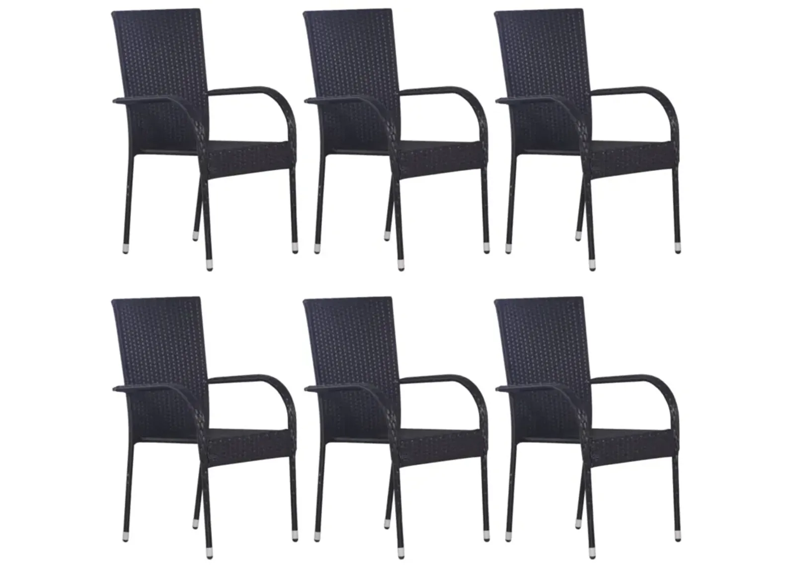 vidaXL Stackable Outdoor Chairs 6 pcs Poly Rattan Black