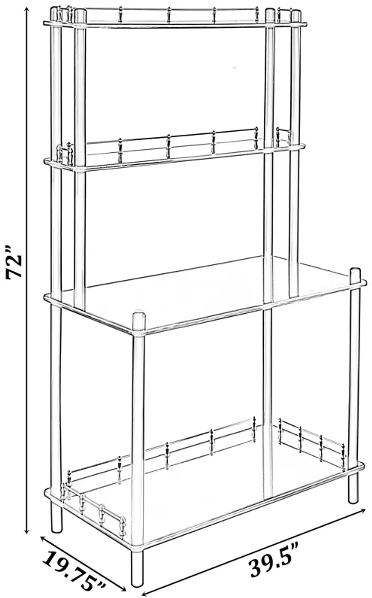 Classy and Elegant 4 Tiered Multifunctional Wooden Open Bar Shelves, Modern Console Table, Coffee Bar Accessories, Coffee Bar Cabinet, Tea Bar and Wine Bar Table, White