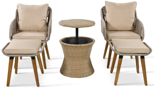 Merax 5 Pieces Outdoor Patio Conversation Sofa Chair Set