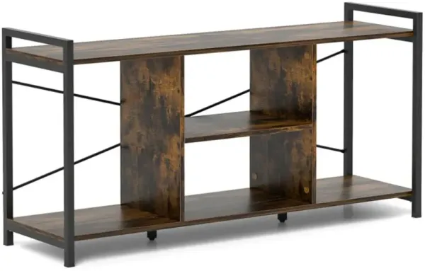 Hivvago TV Stand for 55 Inch TVs Industrial Entertainment Center-Rustic Brown
