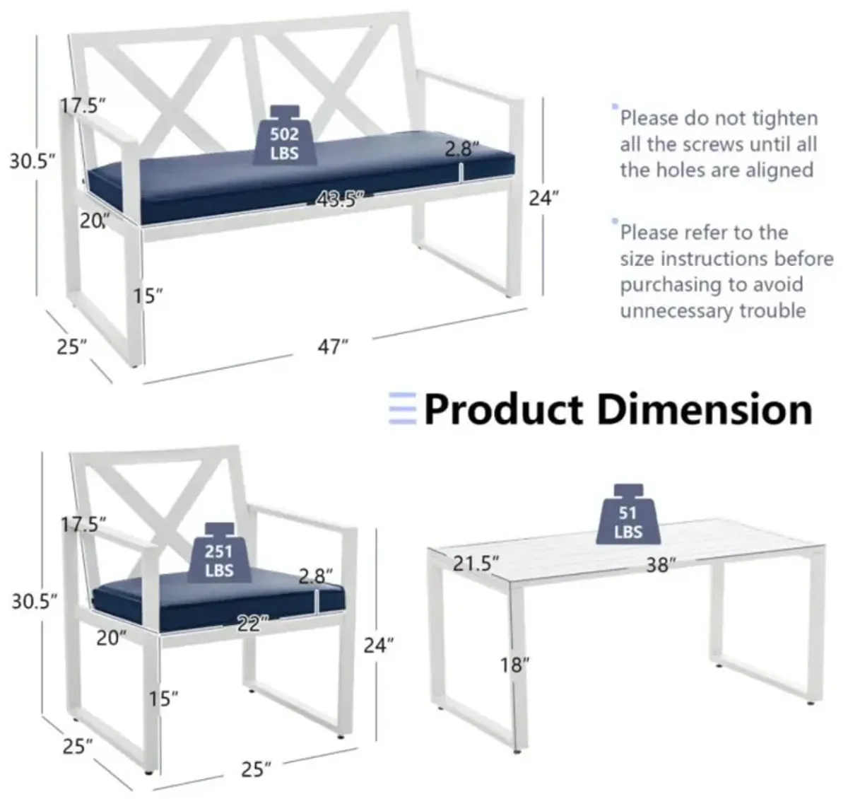 Hivvago 4 Pieces Outdoor Conversation Set with Sturdy Steel Frame