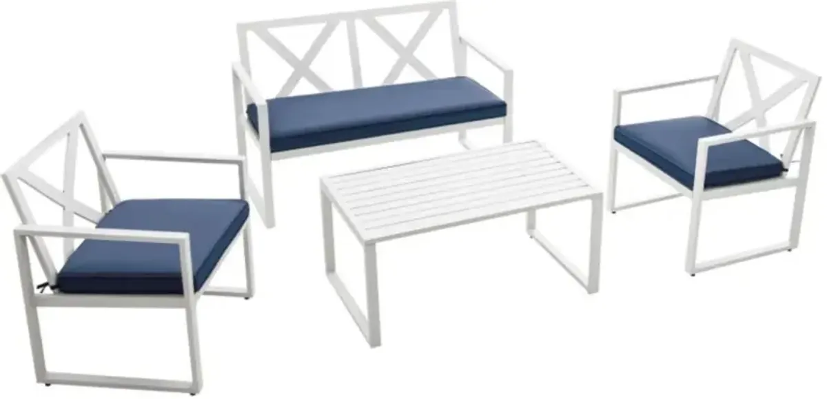 Hivvago 4 Pieces Outdoor Conversation Set with Sturdy Steel Frame