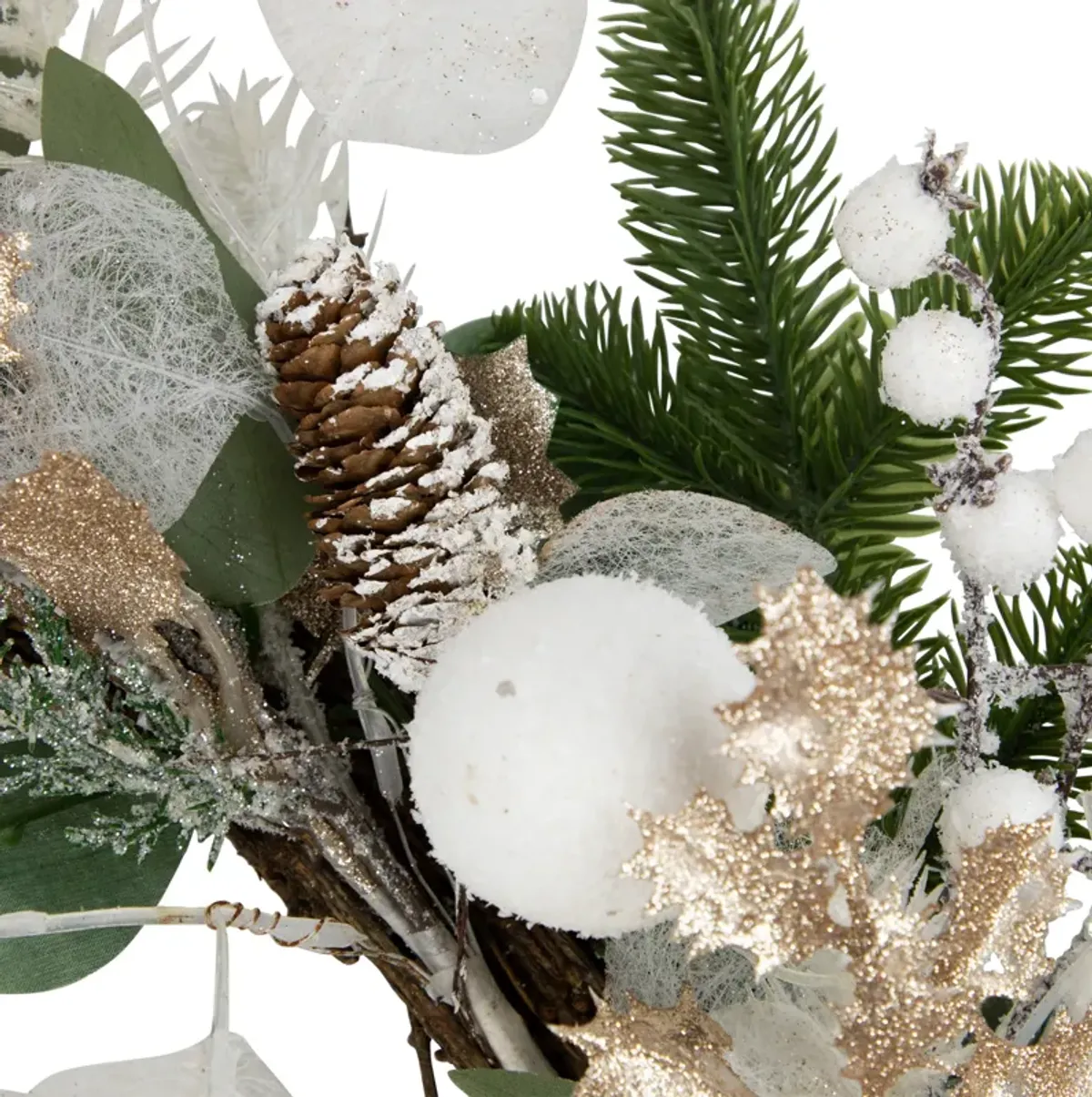 Sage Green and White Artificial Christmas Wreath  24-Inch  Unlit