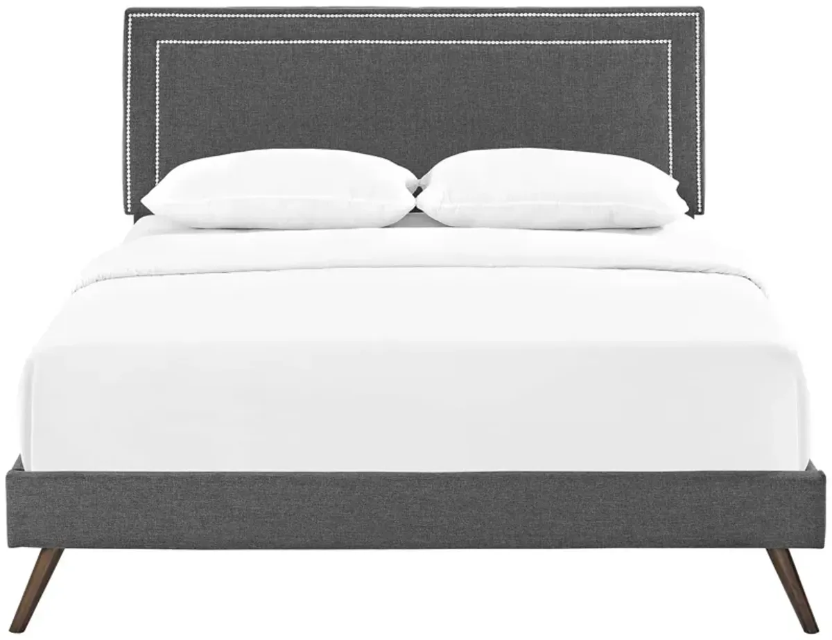 Modway - Virginia Queen Fabric Platform Bed with Round Splayed Legs Gray