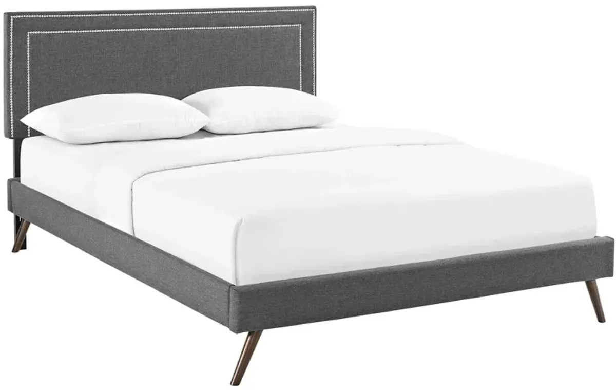 Modway - Virginia Queen Fabric Platform Bed with Round Splayed Legs Gray