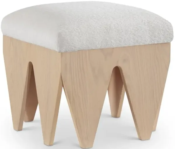Meridian Furniture Altair Cream Velour Fur Fabric Bench