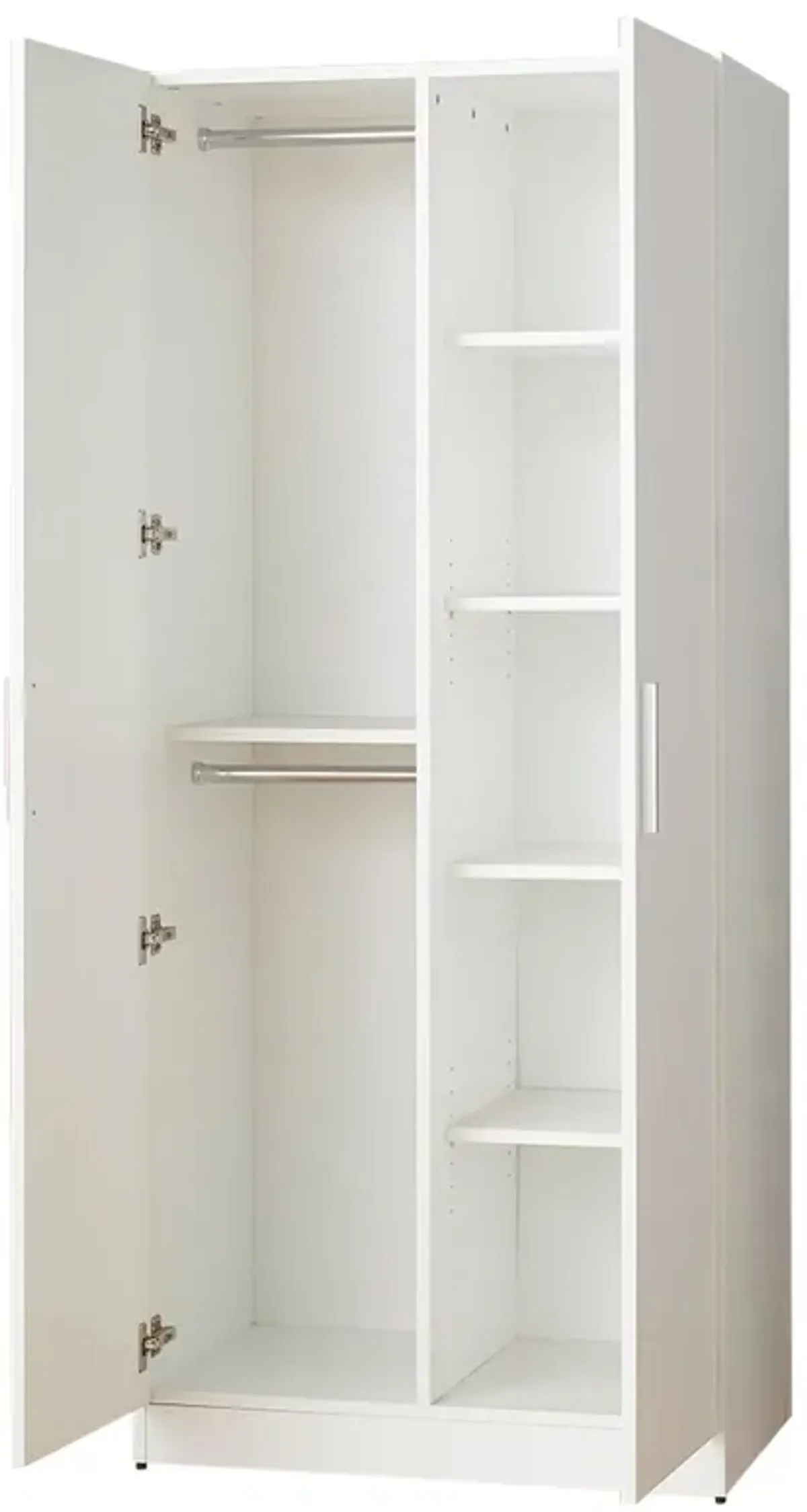 FC Design Klair Living Contemporary Wood Closet with Hanging Bars and Five Shelves in White