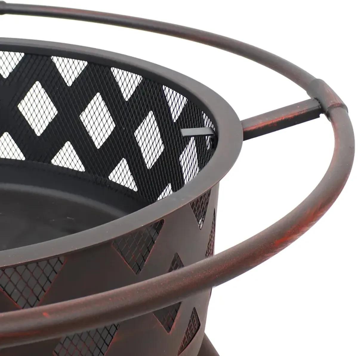 Sunnydaze 36 in Crossweave Steel Fire Pit with Screen, Poker, and Grate