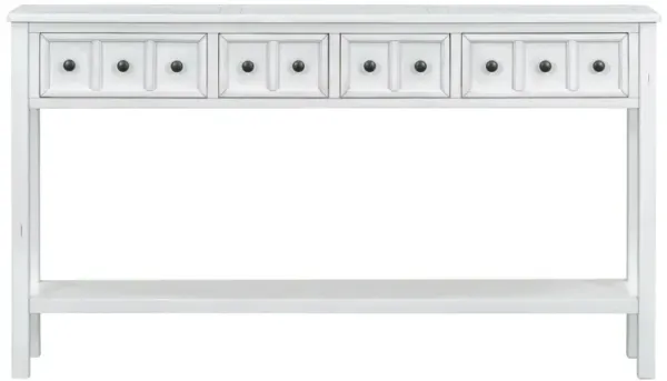 Whisen Rustic Entryway Console Table with Drawers and Bottom Shelf - Gray Wash