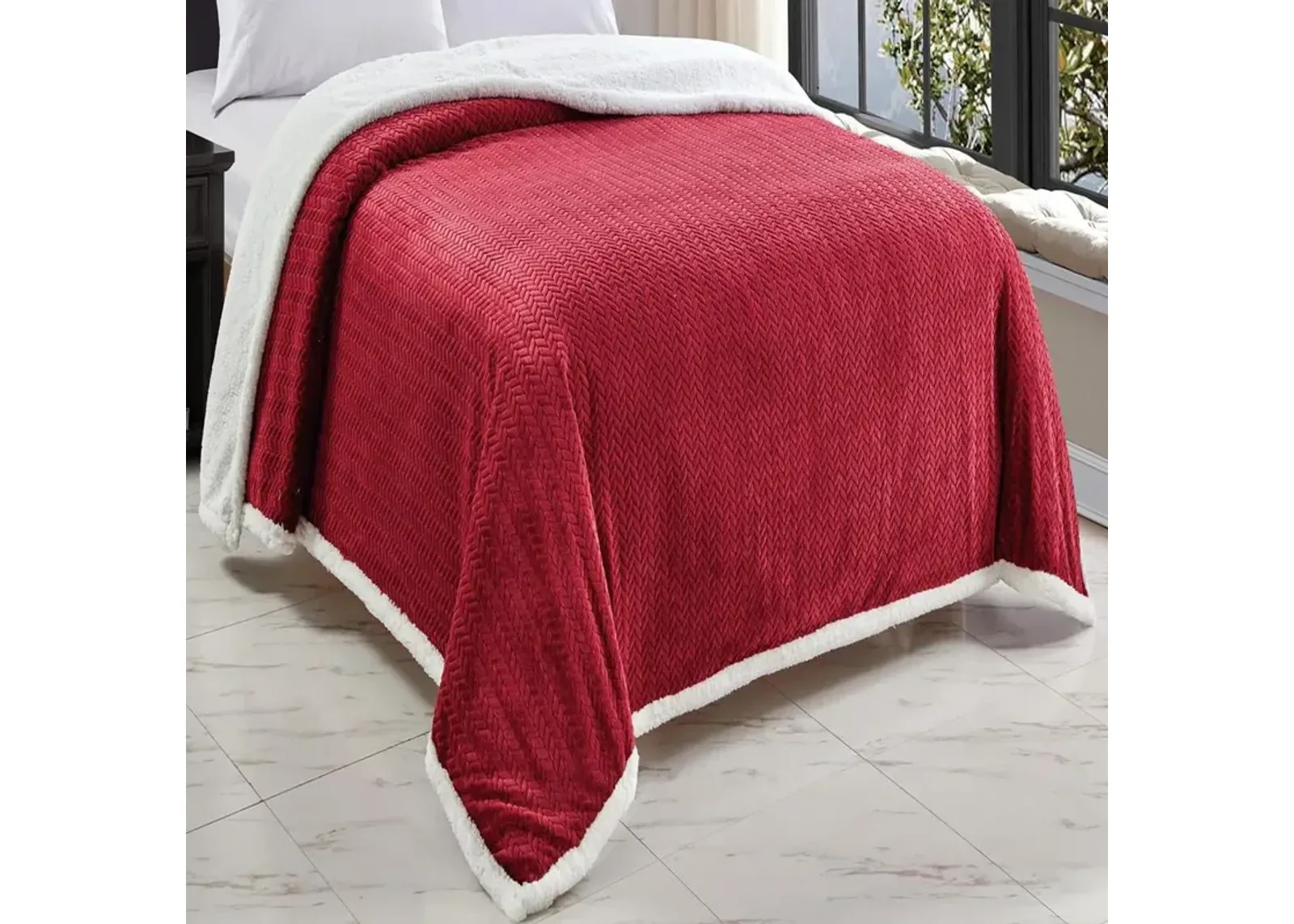 Jacquard Sherpa Microplush Soft Premium Microplush, Braided Oversized All Season Blanket