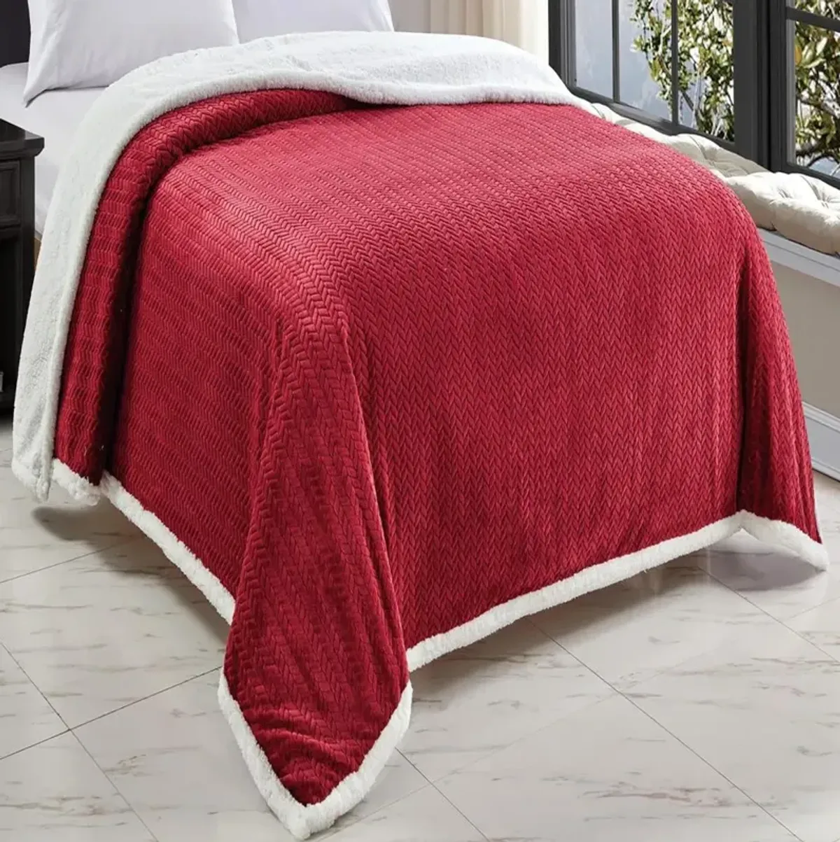 Jacquard Sherpa Microplush Soft Premium Microplush, Braided Oversized All Season Blanket