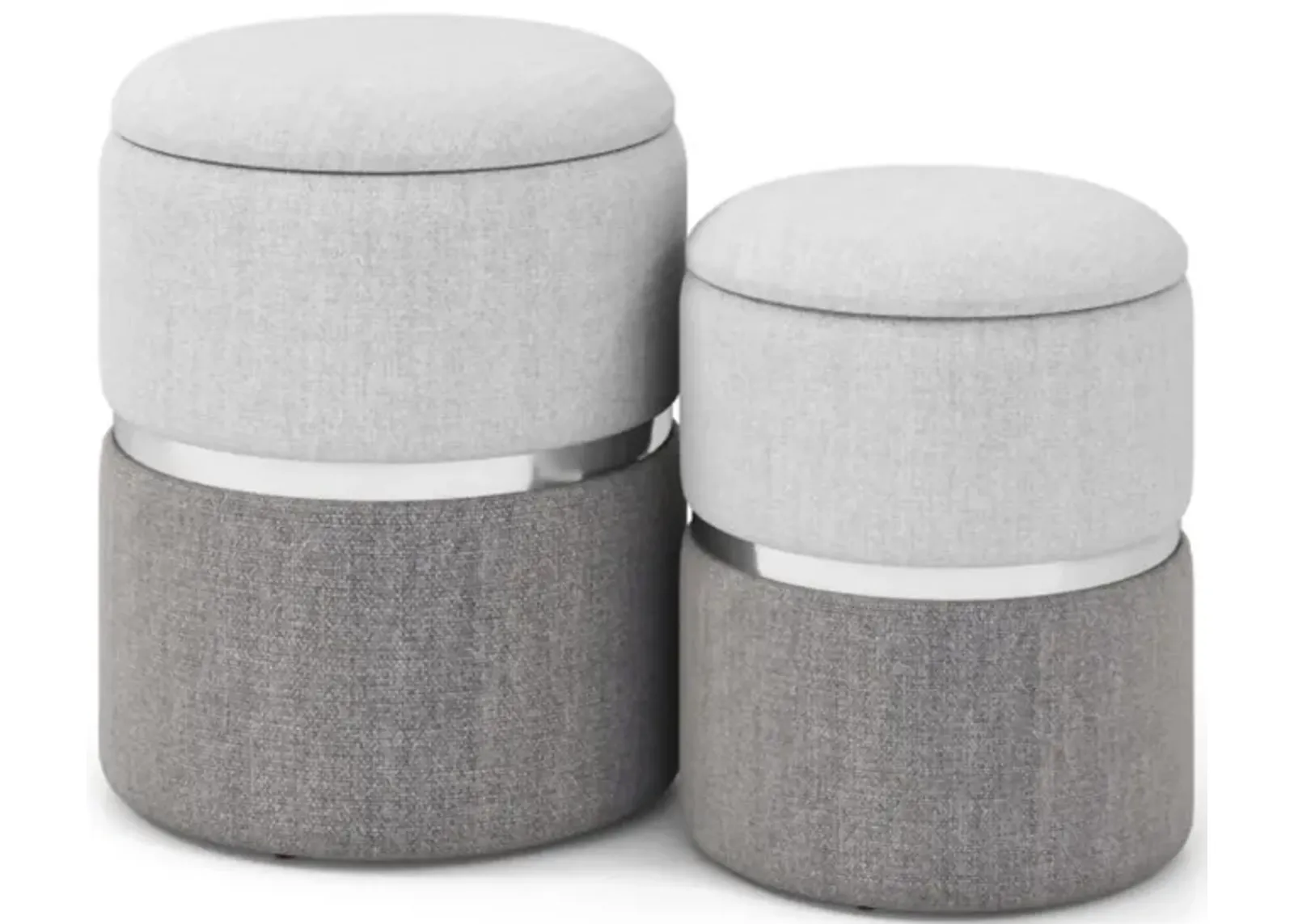 Hivvago Velvet/Linen Fabric Storage Ottoman Set of 2