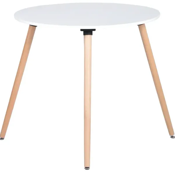 Round Dining Table With Beech Wood Legs, Modern Wooden Kitchen Table For Dining Room Kitchen (White)