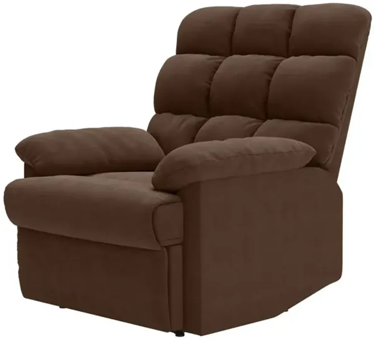 ProLounger Wall Hugger Recliner in Brown Microfiber with Square Tufted Back