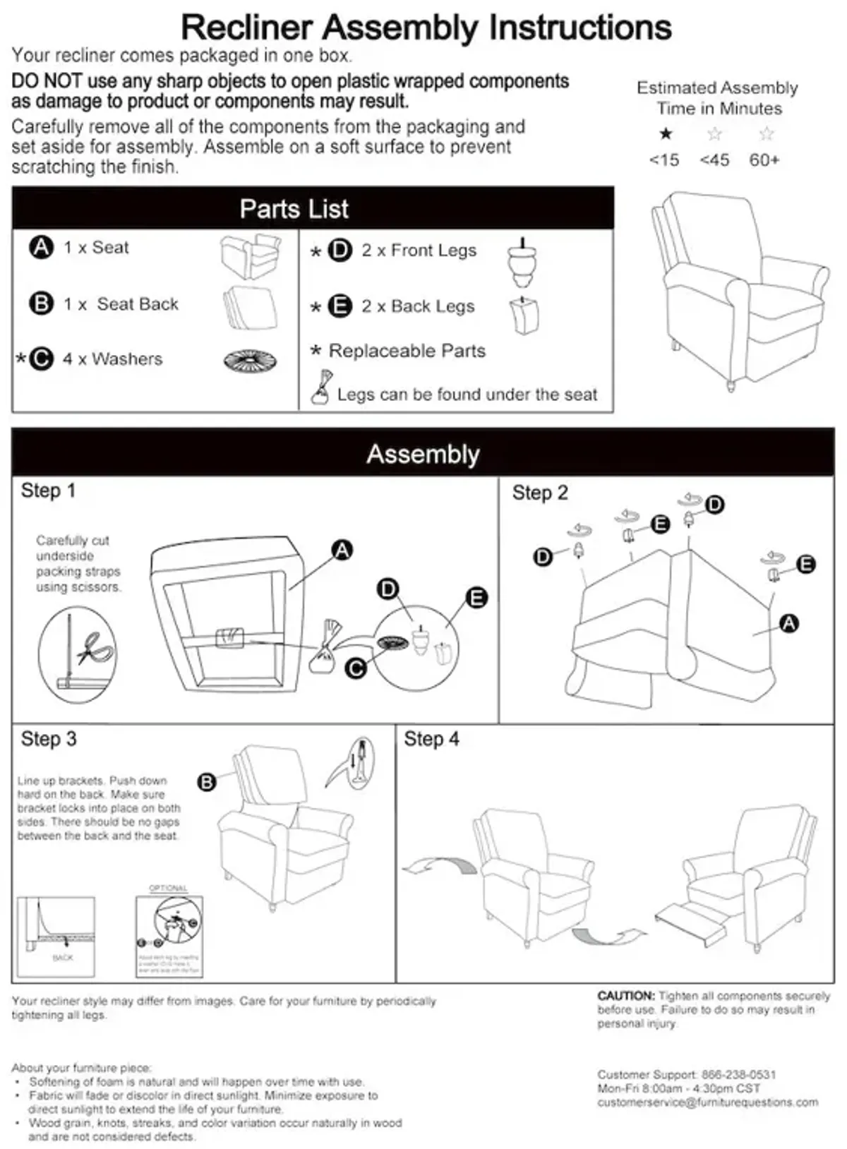 ProLounger Wall Hugger Recliner in Brown Microfiber with Square Tufted Back