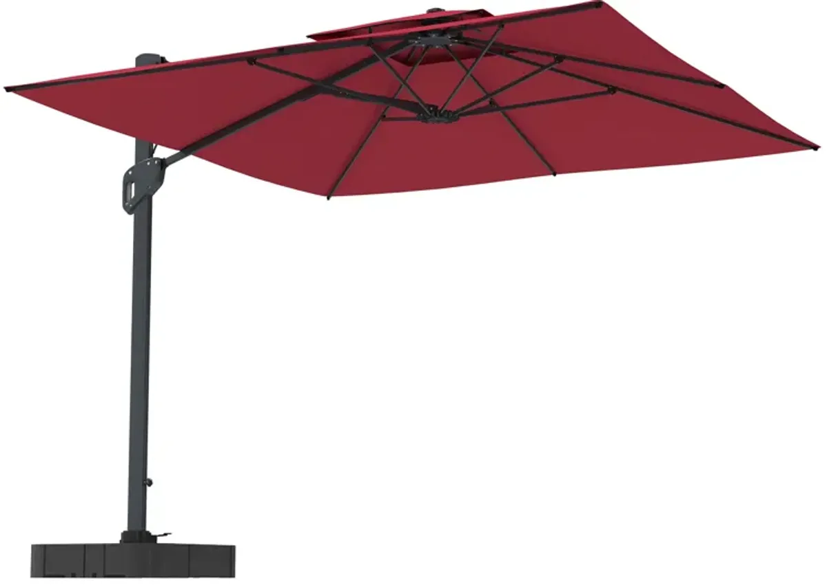 MONDAWE 10ft Square Offset Cantilever Outdoor Patio Umbrella with Included Base