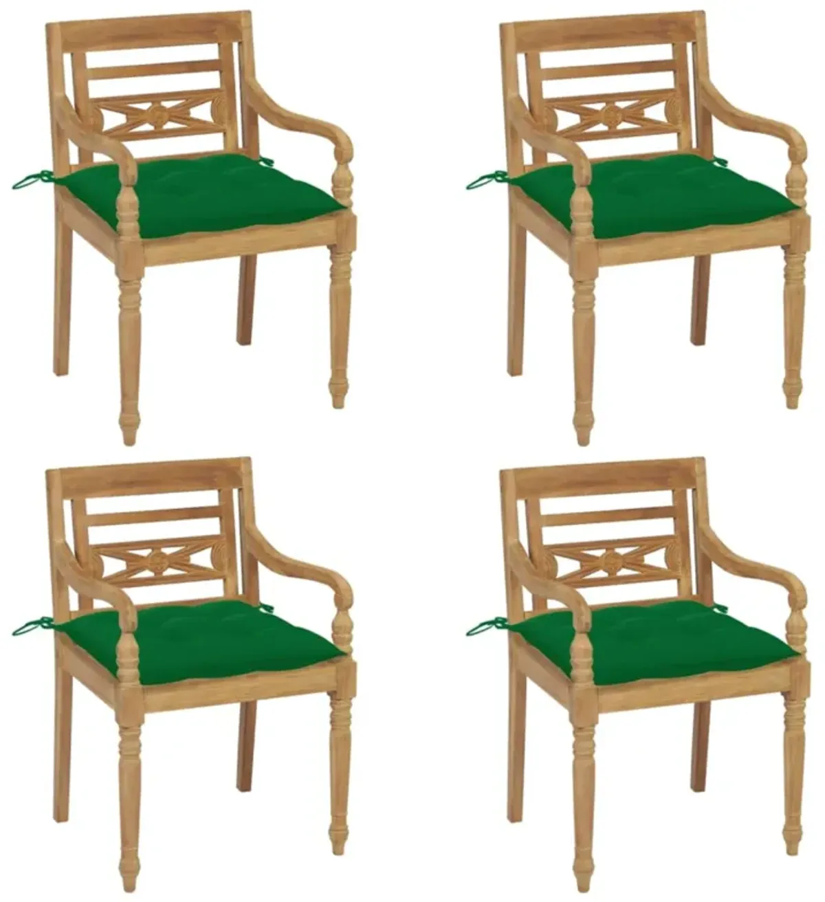 vidaXL Batavia Chairs with Cushions 4 pcs Solid Teak Wood