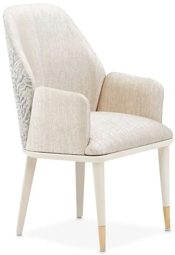 Michael Amini Lisbon Dining Arm Chair - Silken Matte Cream Qty 1