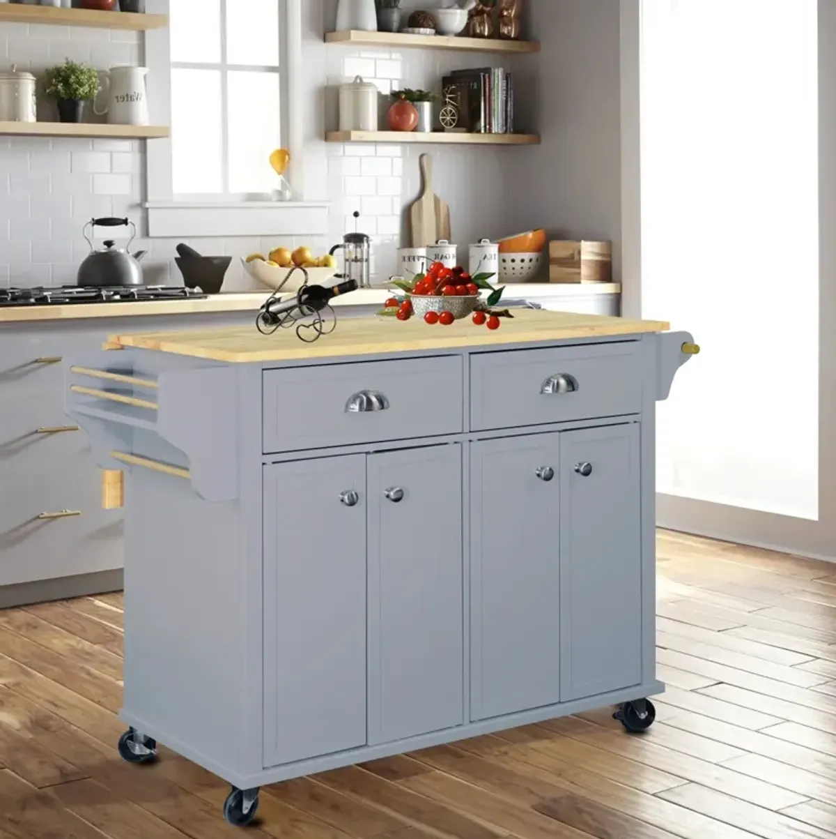 Cambridge Wood Top Kitchen Island With Storage 0001