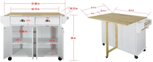 Streamdale Cambridge Wood Top Kitchen Island With Storage 0001