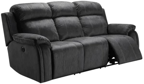 New Classic Furniture Furniture Tango Polyester Fabric Dual Recliner Sofa in Shadow Gray