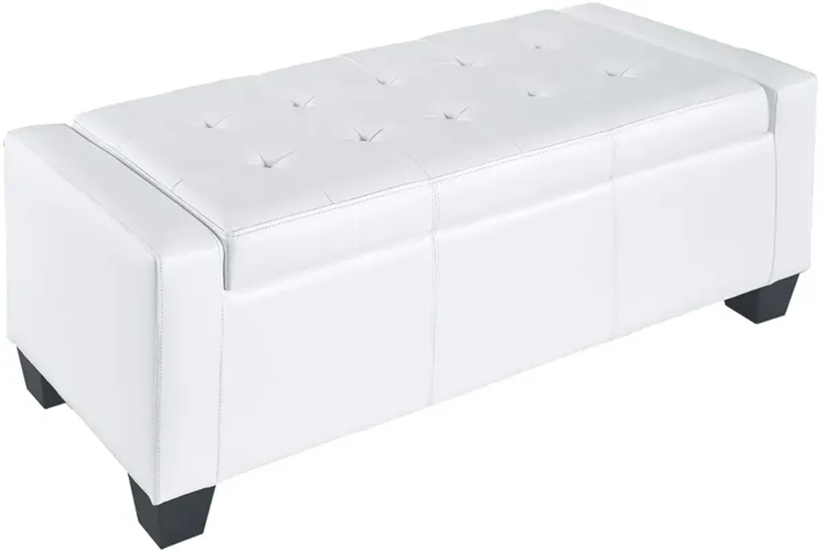 Sleek Multifunctional Bench: 50.5" White Faux Leather Ottoman with Storage