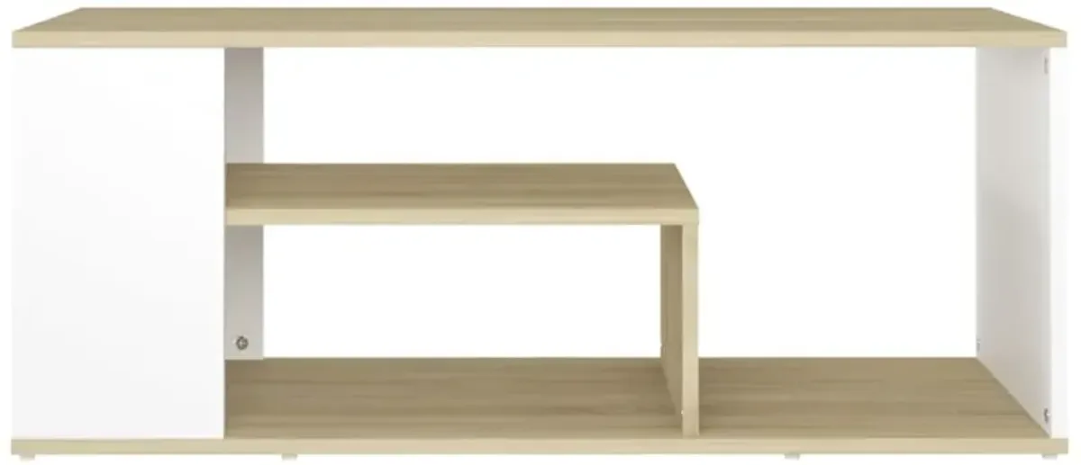 vidaXL Coffee Table White and Sonoma Oak 39.4"x19.7"x15.7" Chipboard