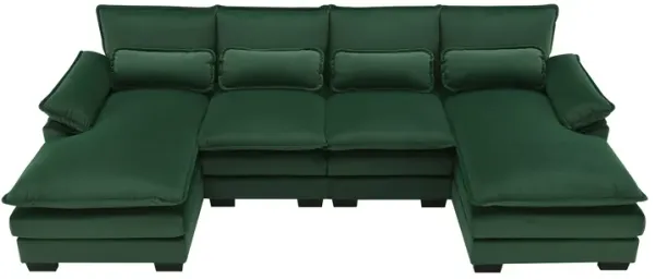 MONDAWE Modern U-shaped Sectional Sofa with Waist Pillows,6-seat Upholstered Symmetrical Sofa Furniture,Sleeper Sofa Couch with Chaise Lounge for Living Room,Apartment