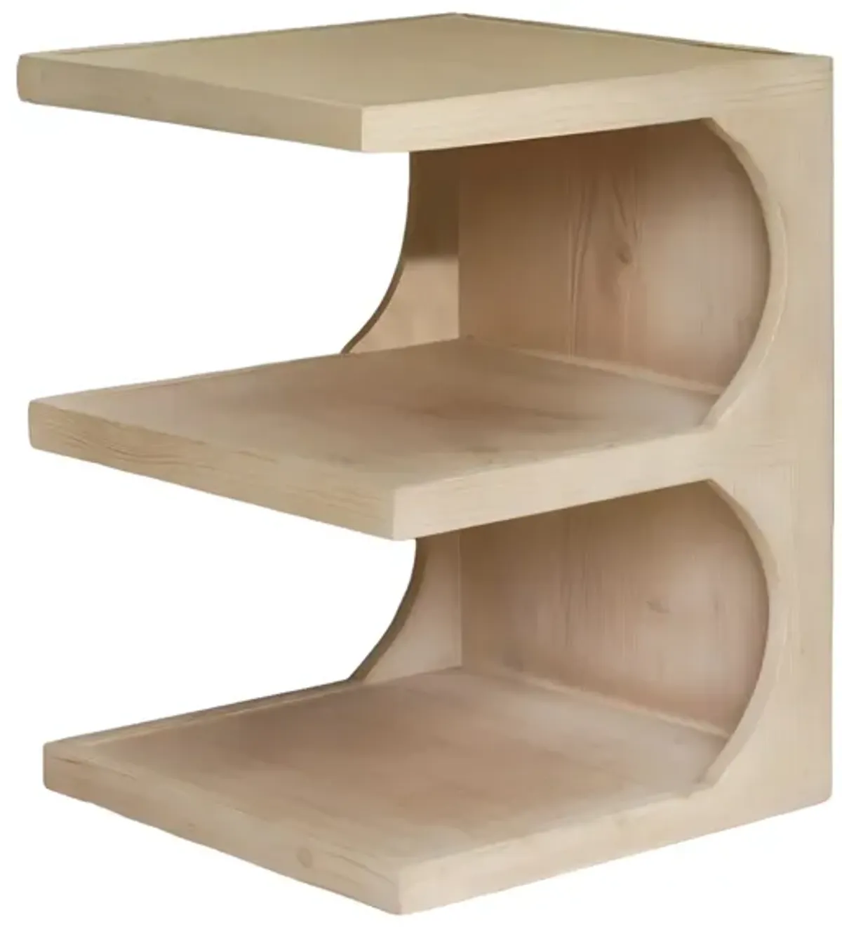 Hivvago 24 Inch Natural Solid Wood End Table With Two Shelves