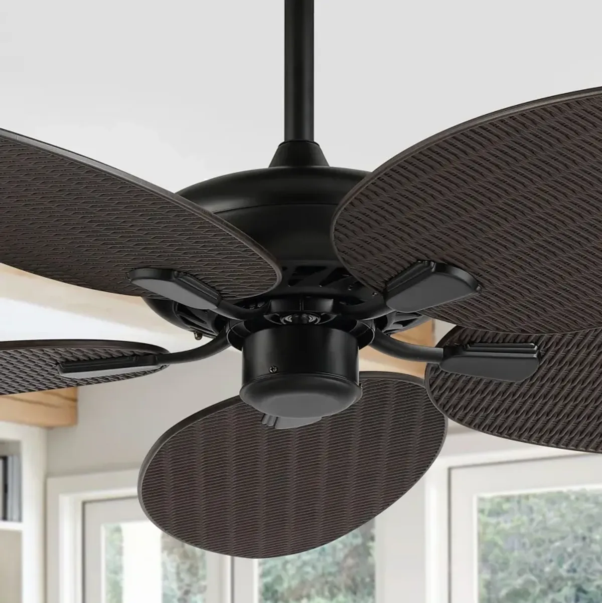 Raffles Bohemian Industrial Iron/Plastic Palm Blade Ceiling Fan