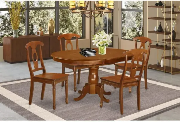 5 Pc Dining room set-Oval Dining Table with Leaf and 4 Chairs
