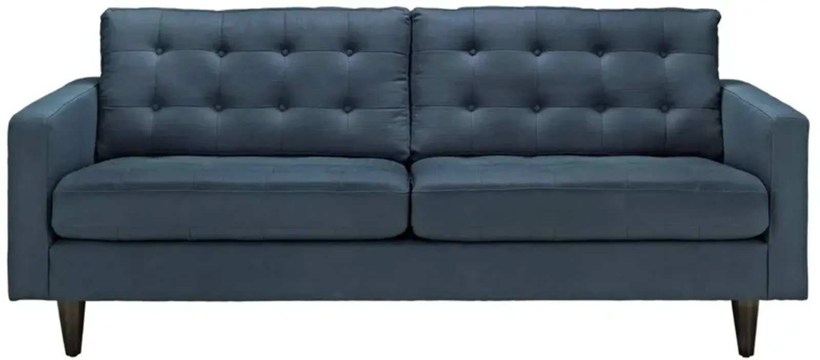 Empress Upholstered Sofa - Exquisite Design, Tufted Buttons, Luxurious Cushions, Elegant Armrests, Sturdy Wooden Legs, Bonded Leather Upholstery