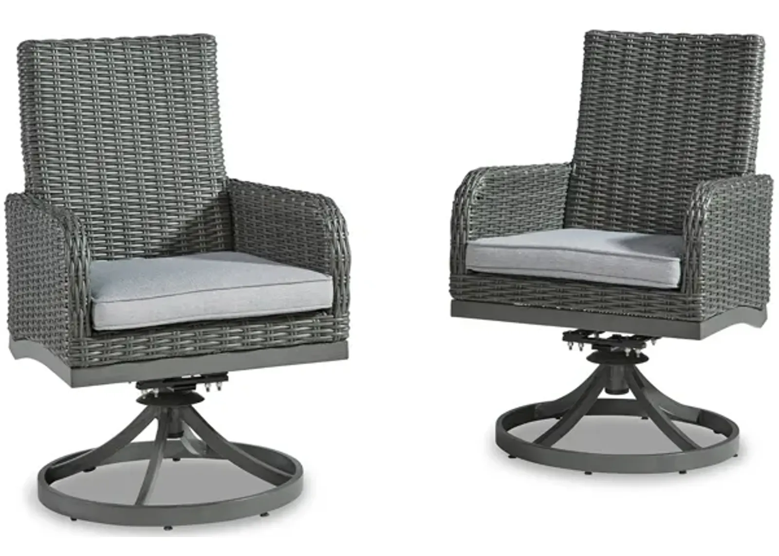 Asp 24 Inch Outdoor Swivel Chair, Set of 2, Aluminum Frame, Gray Upholstery-Benzara