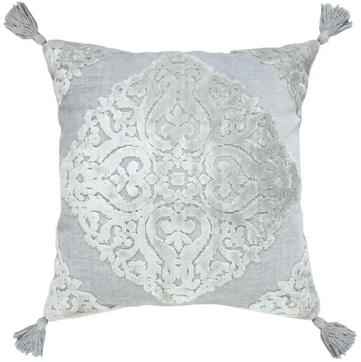 20" Silver Gray Textured Medallion Square Throw Pillow