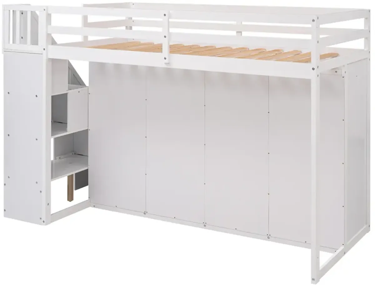 Merax Functional Loft Bed with Wardrobe