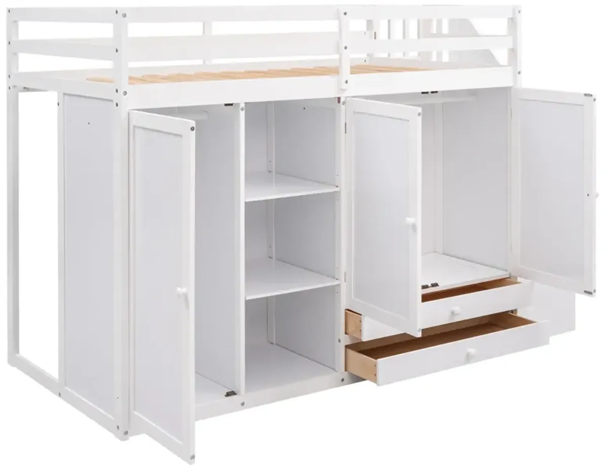 Merax Functional Loft Bed with Wardrobe