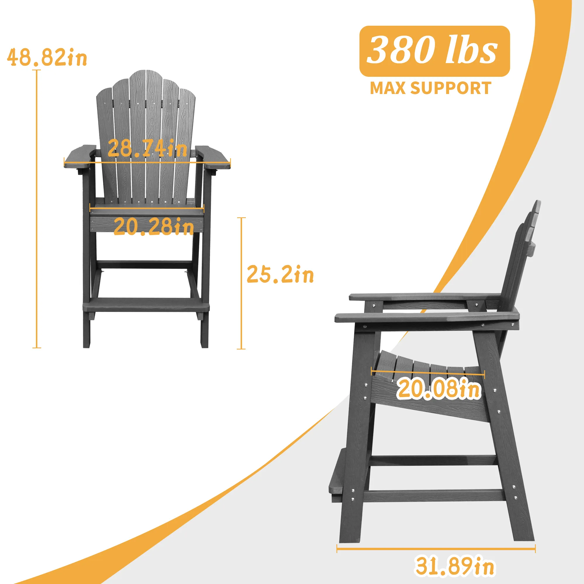 MONDAWE  2 Piece Outdoor Porch Chairs with 2 in. Hole Connecting Tray