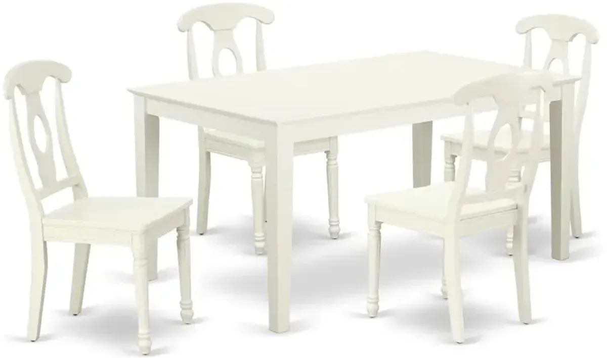 Dining Room Set Linen White, CAKE5-LWH-W