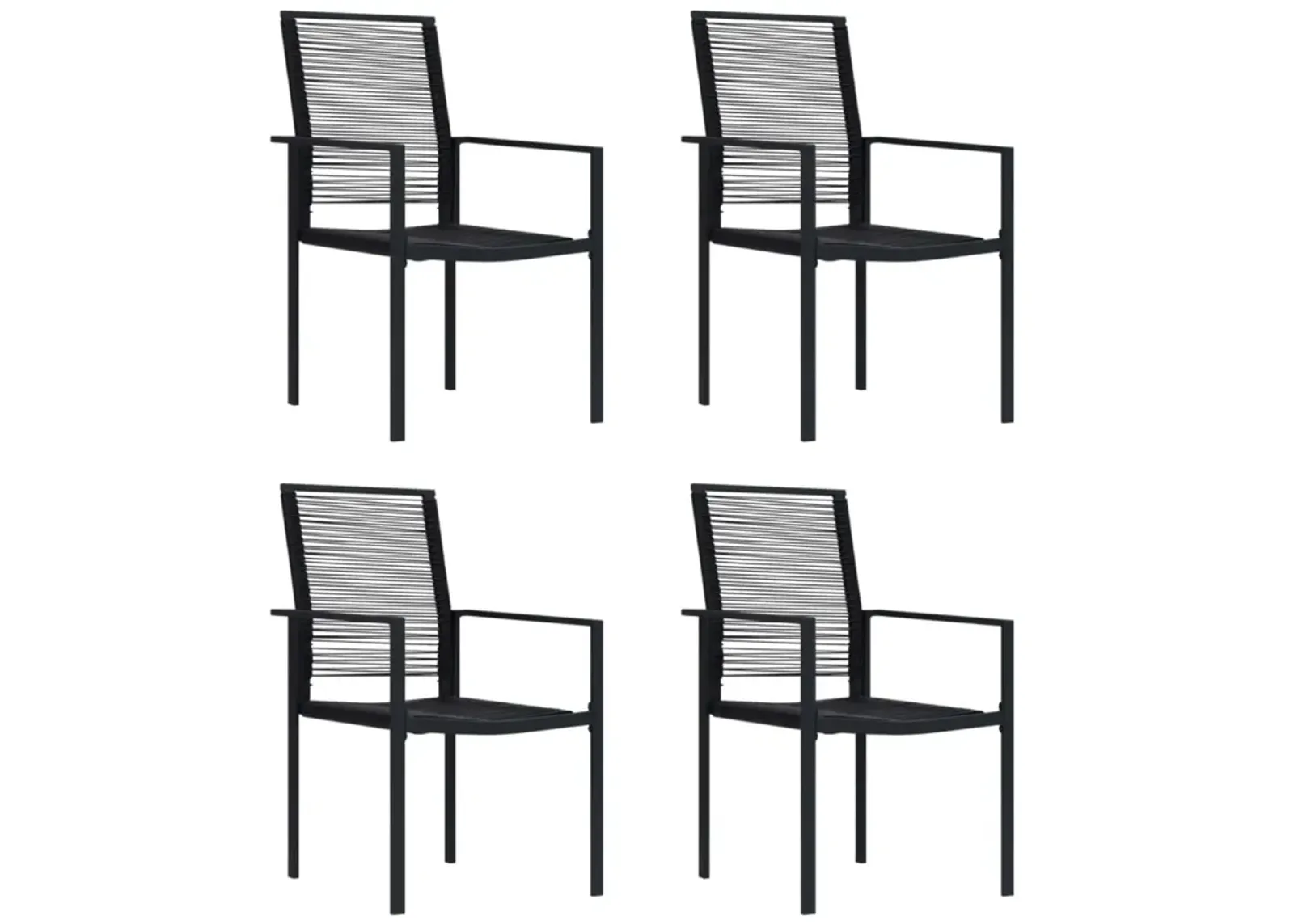 vidaXL Patio Chairs 4 pcs PVC Rattan Black