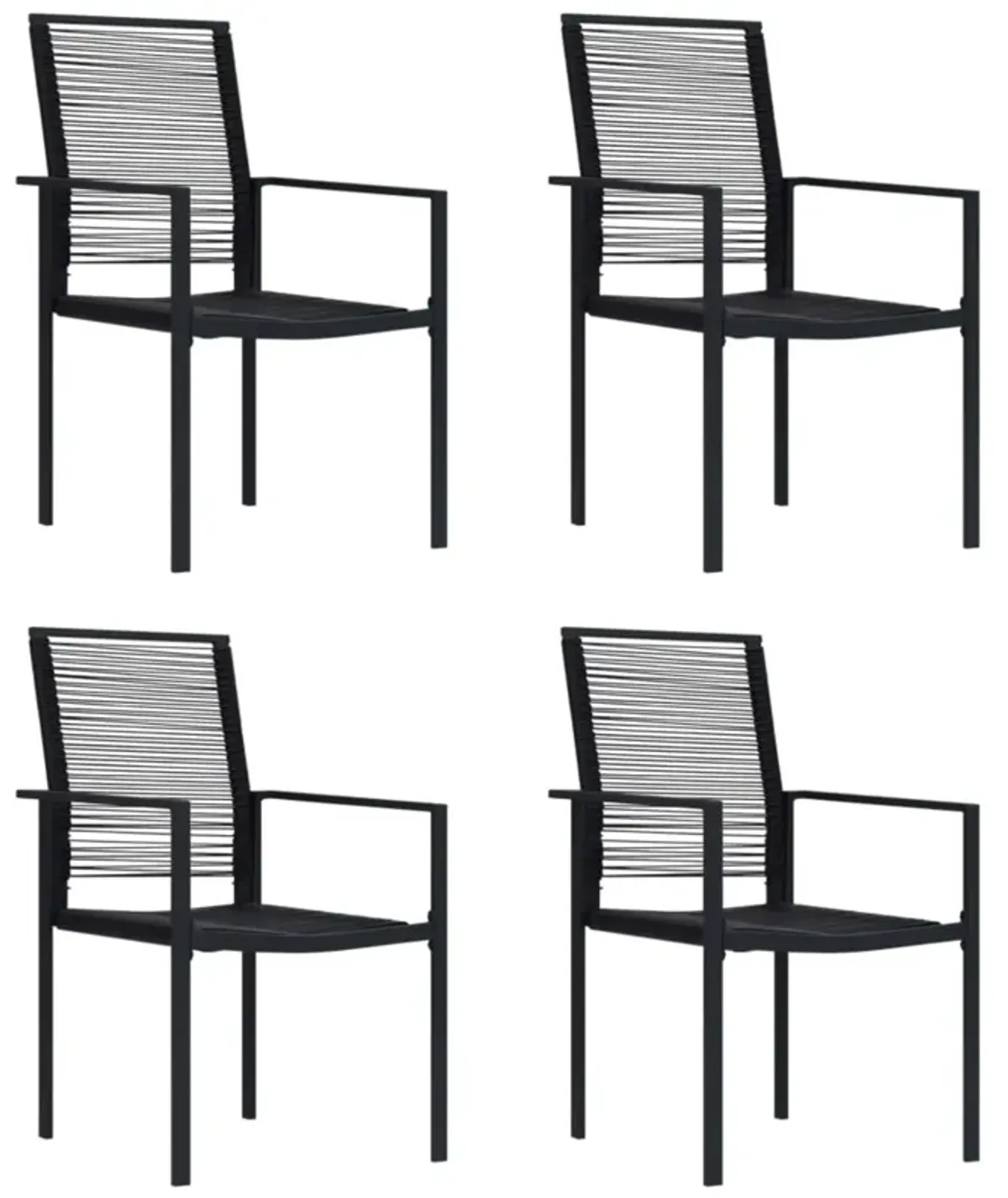 vidaXL Patio Chairs 4 pcs PVC Rattan Black