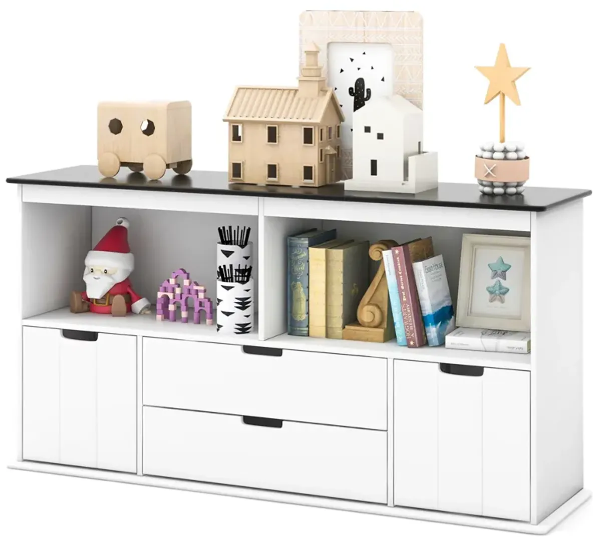 Kids Toy Storage Organizer with Blackboard Top-4-Drawer