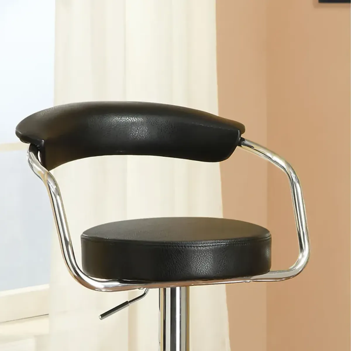 Set Of 2 Black Faux Leather Bar Stools