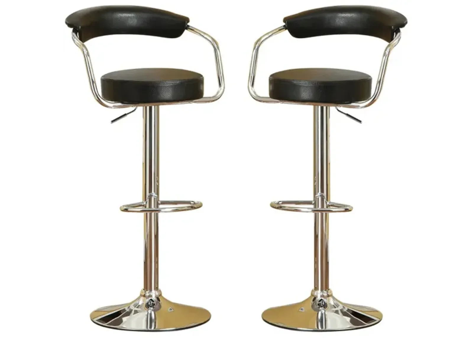 Set Of 2 Black Faux Leather Bar Stools