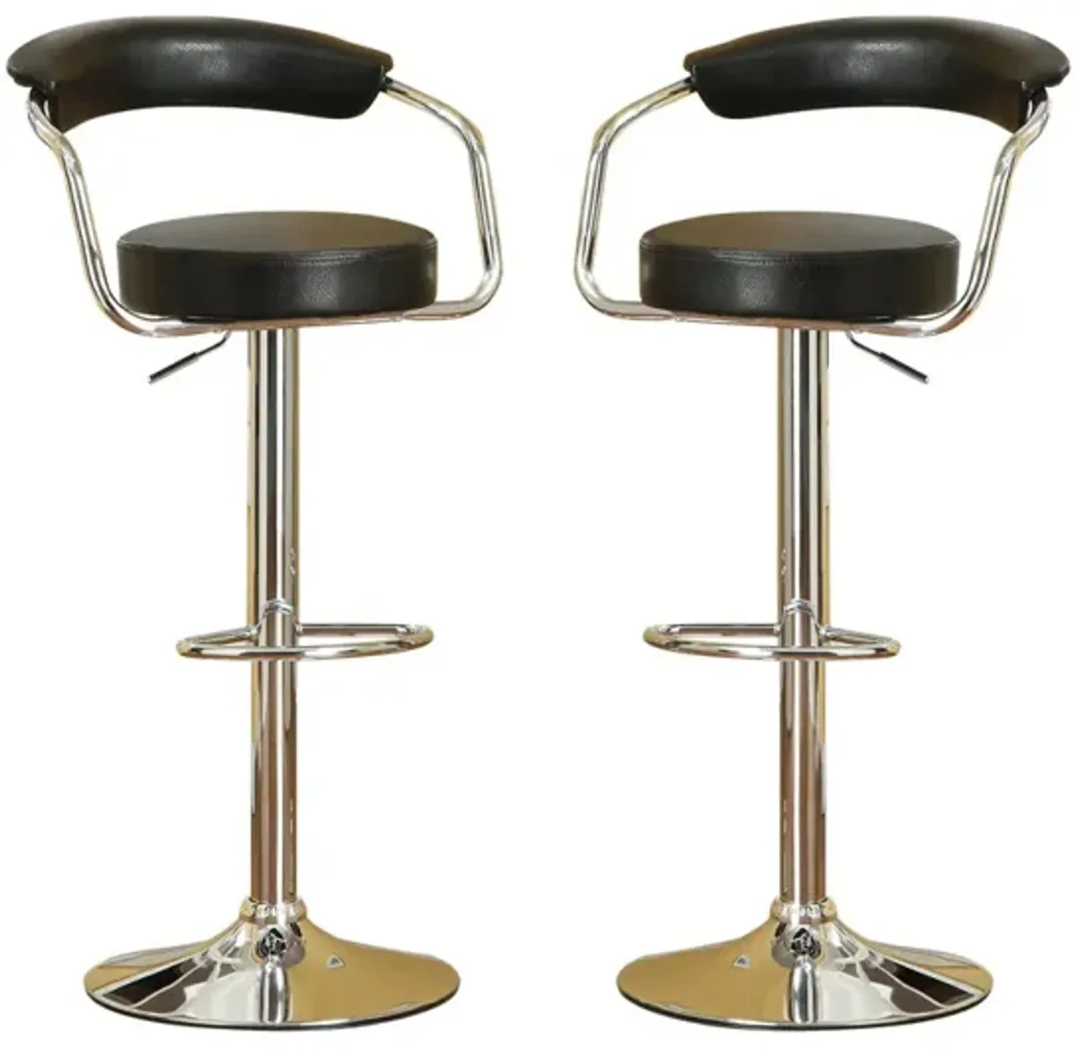 Set Of 2 Black Faux Leather Bar Stools