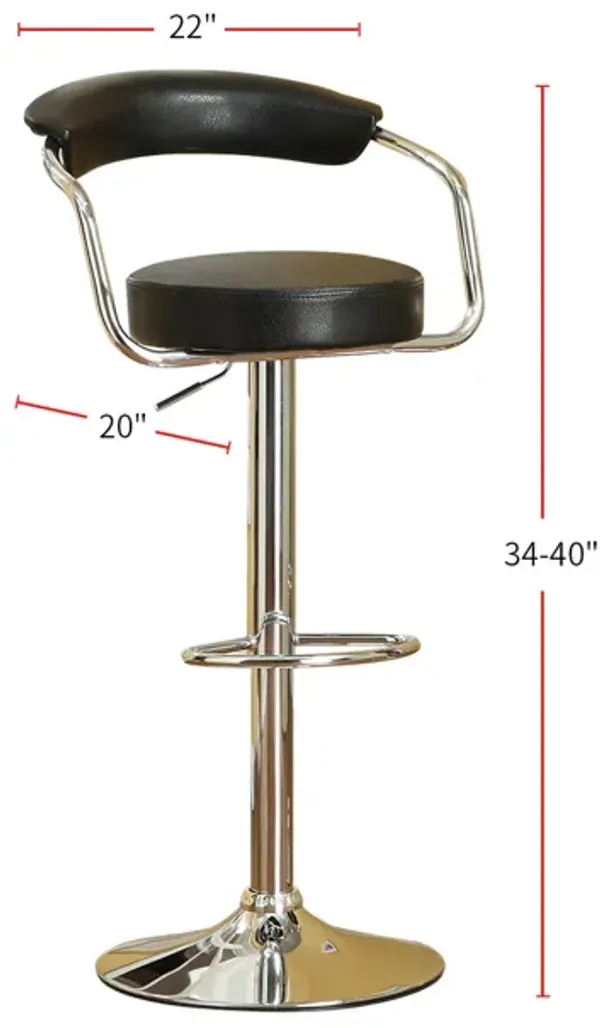 Streamdale Set Of 2 Black Faux Leather Bar Stools