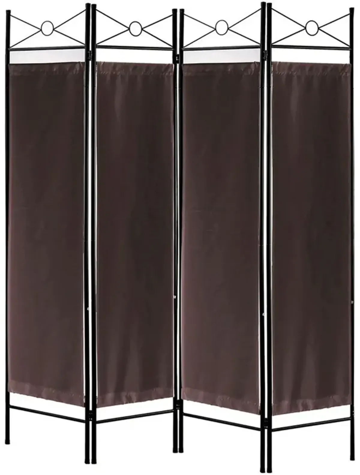 Legacy Decor 8 Panel Metal and Woven Fabric Room Divider with Two Way Hinges Black Color