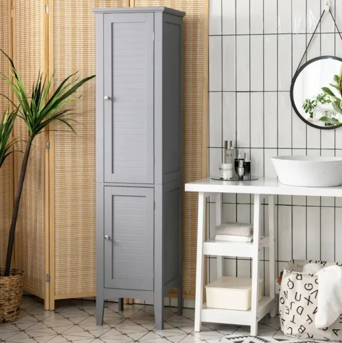 Hivvago Freestanding Bathroom Storage Cabinet for Kitchen and Living Room