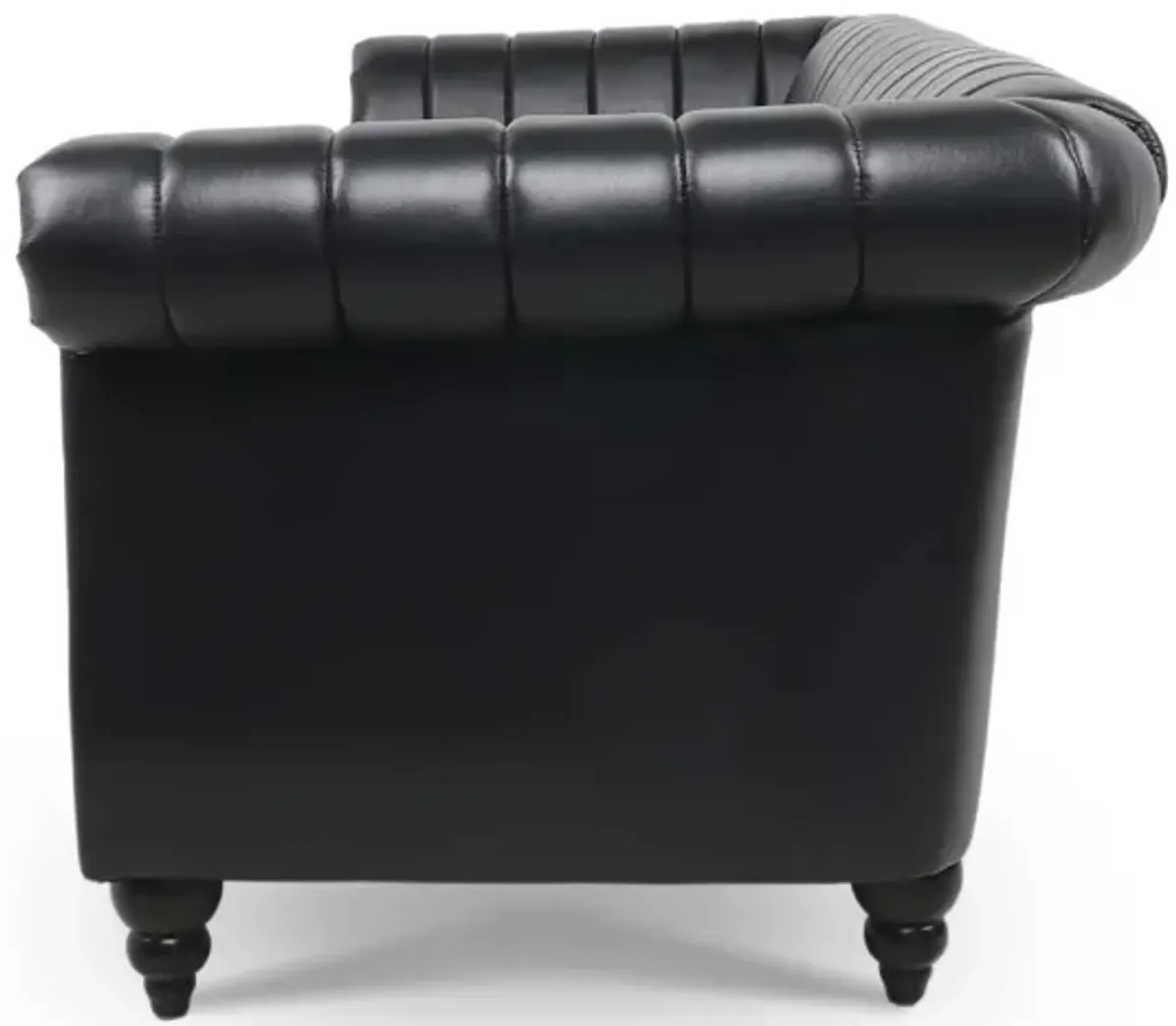 PU Rolled Arm Chesterfield Three Seater Sofa